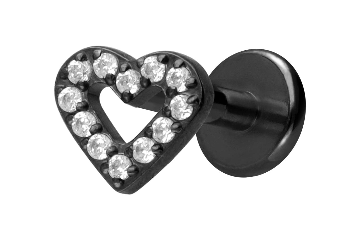 Titan Labret Piercing mit Innengewinde KRISTALLHERZ